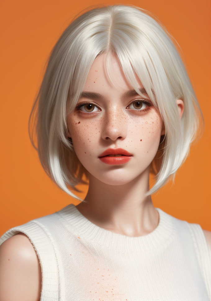 09778-498250868-vibrant,highly detailed,1girl,disgust,disdain,white hair,lip,Sweater,white sweater vest,Undercut hair,Textured crop,orange backg.png